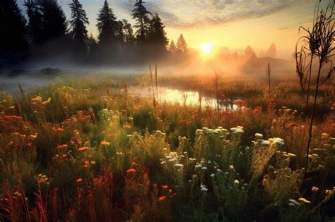 Premium AI Image | sunrise meadow