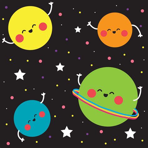 Illustration Of Planets In Space With The Sky Of Stars Cute Drawings