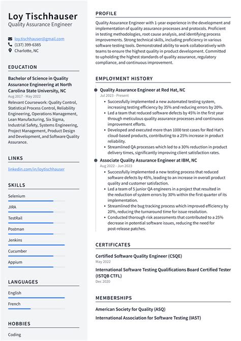 Linkedin Quality Assurance Engineer Resume Examples