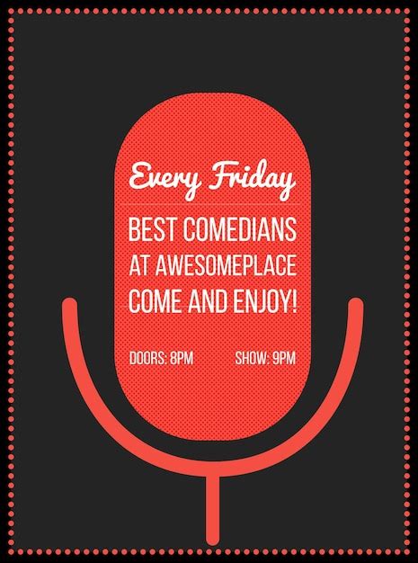 Premium Vector Stand Up Comedy Event Poster Vector Illustration Of Red Microphones Silhouette