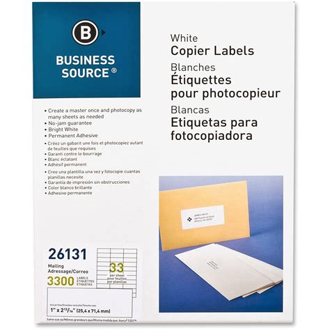 Business Source Bright White Copier Labels Officecrave