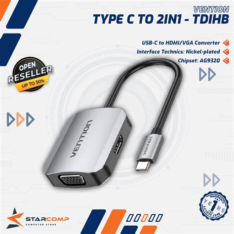 Jual Vention Usb Type C To Hdmi Vga Adapter Converter Tdi Shopee