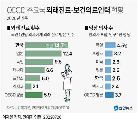 그래픽 Oecd 주요국 외래진료·보건의료인력 현황 연합뉴스