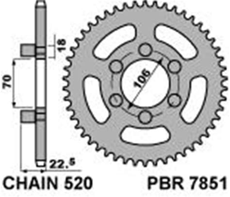 Rear Sprocket Pbr Size 520 Cod 7851 Z38 Teeth In Inox 7851 38