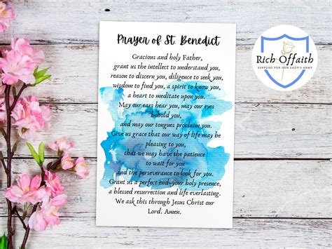 SAINT BENEDICT PRAYER Card Catholic Saint Prayer Card Christian Friend Gift Prayer Jesus Love ...