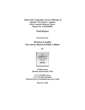 Fillable Online Nj Final Report Division Of Audits New Jersey Board Of