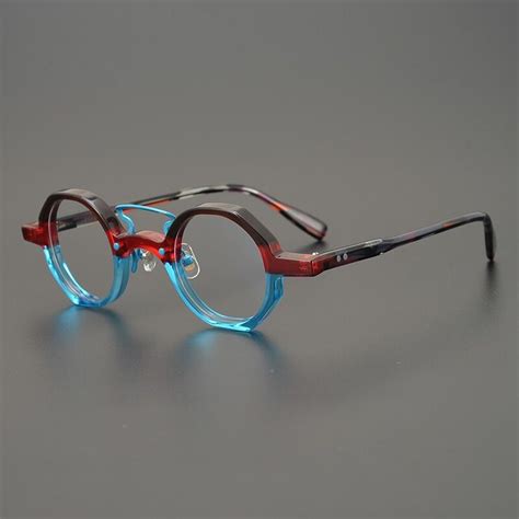 Gatenac Unisex Full Rim Small Irregular Round Double Bridge Acetate