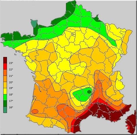 France Temperature Map Map Of France Temperature Western Europe Europe