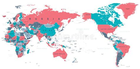 Political World Map Pacific Centered Stock Illustration Illustration Of Country Globe 109142044