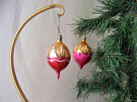 Vintage Glass Christmas Ornaments Teardrop Holiday Ornament Etsy Christmas Ornaments Pink