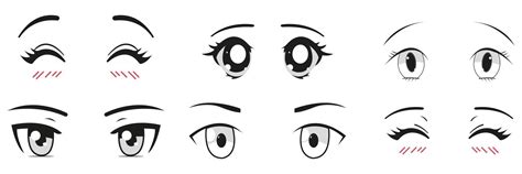 Set Of Cartoon Anime Style Eyes Vector Art At Vecteezy