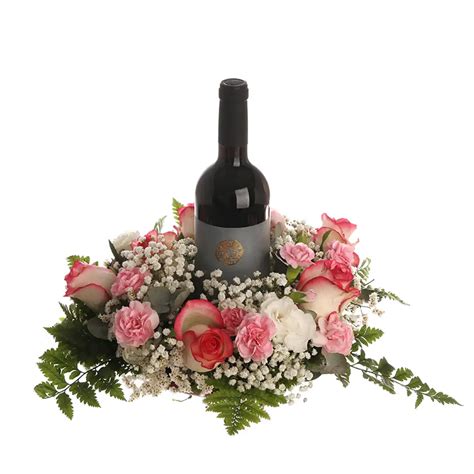 Stunning Flowers & Wine Gift Arrangement | Baskets to Israel