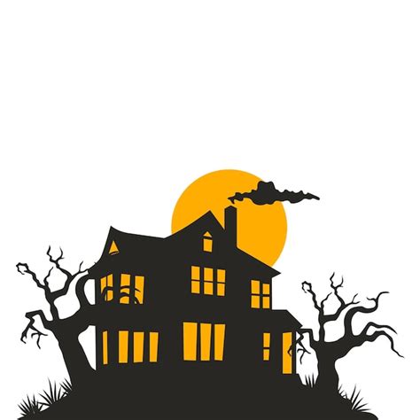 La Silueta De La Casa Embrujada De Halloween Vector Premium