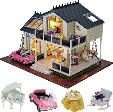 Cuteroom Diy Miniature Dollhouse Kit With Furniture Wooden Doll House