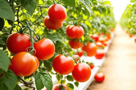 Planta De Tomate Madura Crescendo Em Estufa Generative Ai Foto Premium