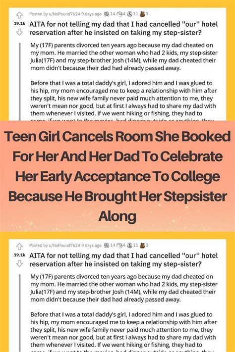 Teen Girl Cancels Room She Booked For Her And Her Dad To Celebrate Her Early Acceptance To