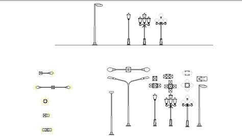 Creative street lights and light pole blocks cad drawing details dwg file - Cadbull