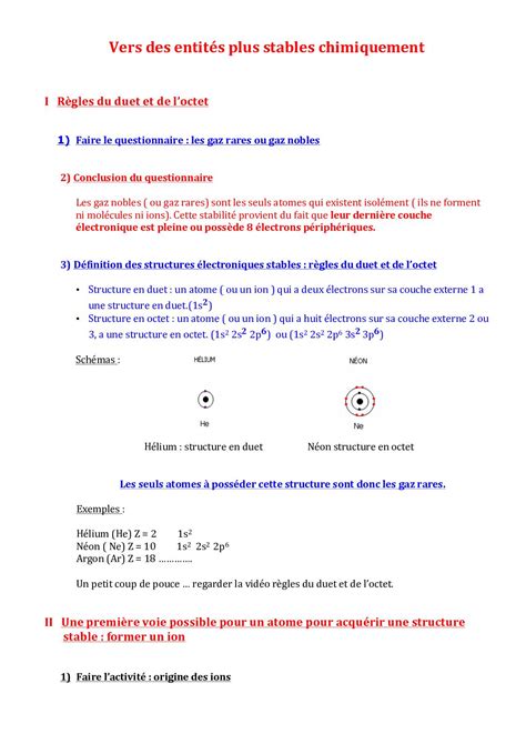 Calaméo seconde cours Vers Des Entités Plus Stables Chimiquement