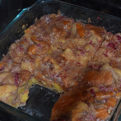 White Chocolate Raspberry Brioche Bread Pudding