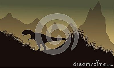 Silhouette Of Allosaurus In Park Cartoon Vector Cartoondealer