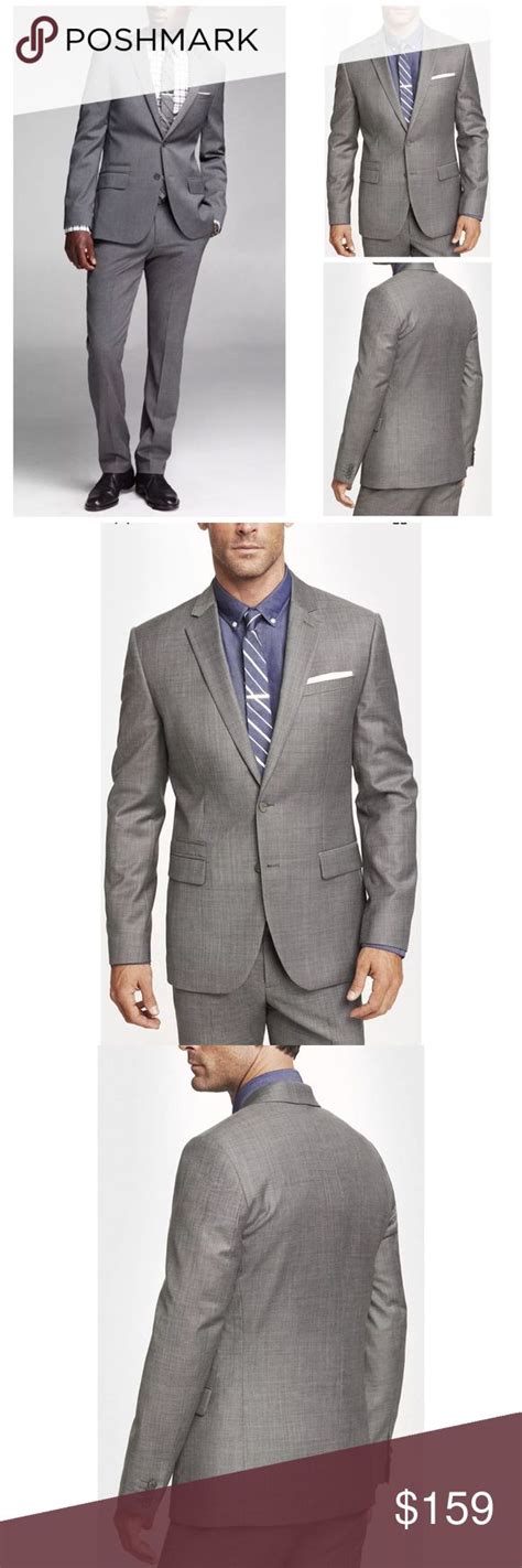 Express Photographer Slim Gray Suit Jacket Pants Grey Suit Jacket