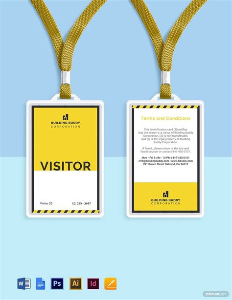 Visitor Pass Id Card Template In Word Illustrator Pages Publisher Psd Download