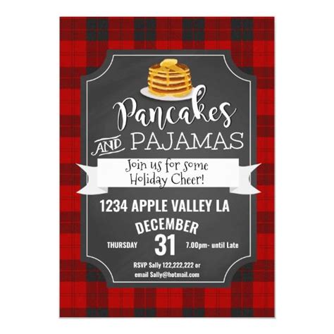 Pancakes And Pajamas Christmas Party Invitation