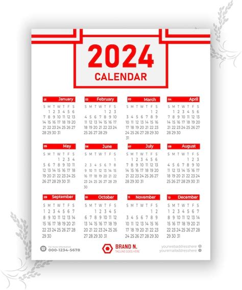 Plantilla De Calendario Vector Premium