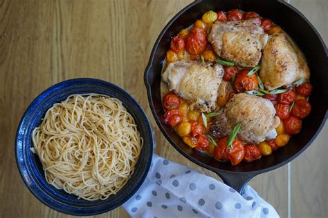 Roasted Chicken Thighs and Cherry Tomatoes