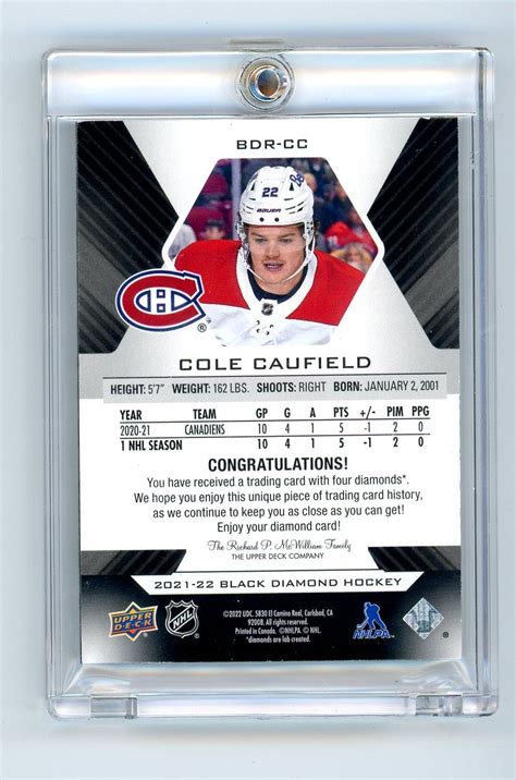 Cole Caufield 2022 Upper Deck Black Diamond Quad Diamond Relic Rookies