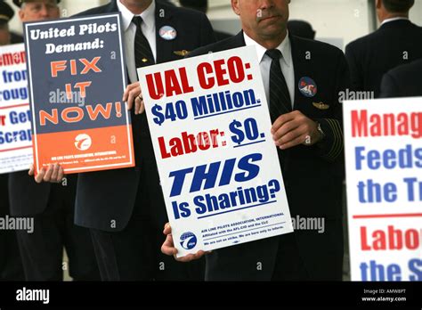 United Airlines Pilots Picket At Reagan National Airport To Protest The