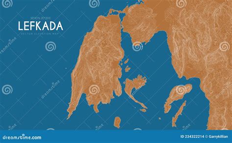 Topographic Map Of Lefkada Greece Vector Detailed Elevation Map Of