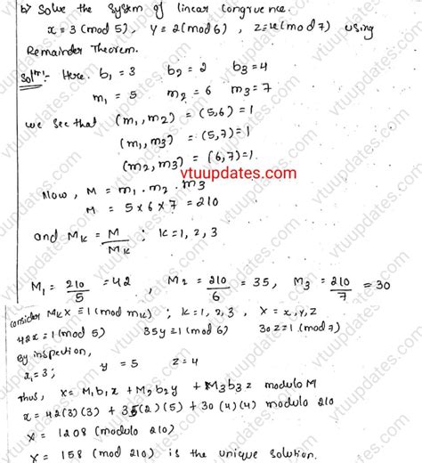 Solve The System Of Linear Congruence Vtu Updates