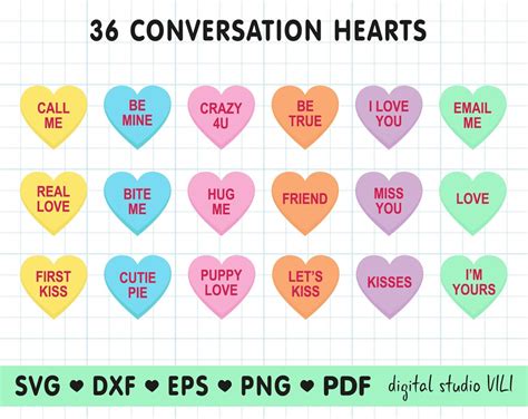 Conversation Hearts Svg Cricut Conversation Hearts Svg Laser Etsy