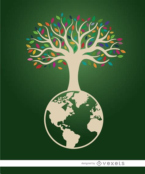 Earth Tree Ecologic Poster Vector Download