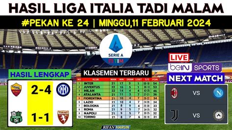 Hasil Liga Italia Tadi Malam Roma Vs Inter Milan Klasemen Serie A