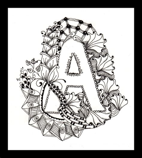 Letter Zentangle Alphabet Monogram Wright Nan Letters Drawing Pages