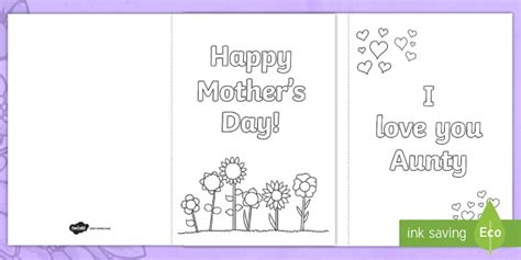 Mother's Day Card Template for Aunty (teacher made) - Twinkl