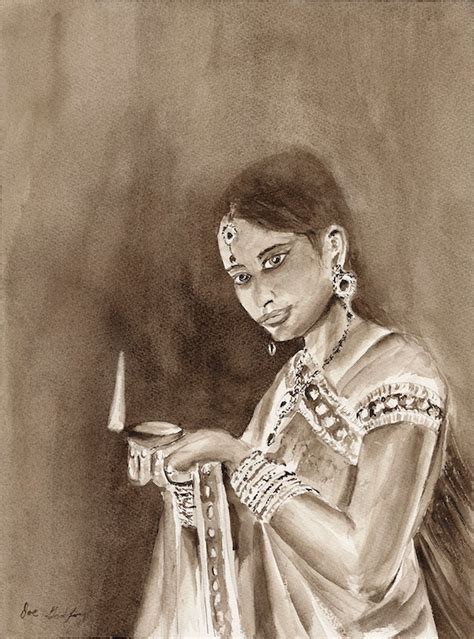 Diwali Painting of an Indian Woman Holding a Diya Indian - Etsy