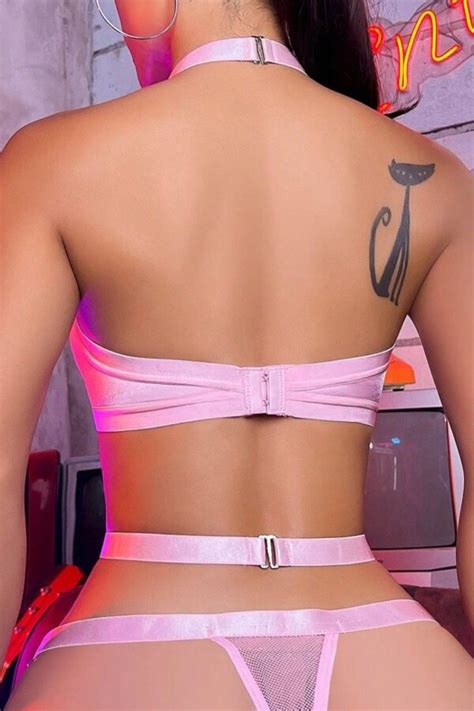 Sexy Solid Hollowed Out Patchwork See Through Chains Backless Lingerie