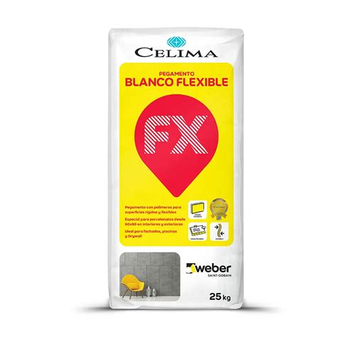 PEGAMENTO BLANCO FLEXIBLE 25KG FX WEBER CELIMA Ceramicoscaceres