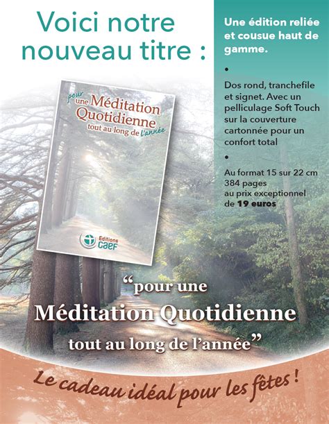 Pour une Méditation Quotidienne tout au long de lannée Editions CAEF