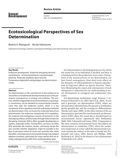 Pdf Ecotoxicological Perspectives Of Sex Determination