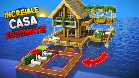 MINECRAFT COMO HACER UNA INCREIBLE CASA EN EL MAR CON UN ESCONDITE