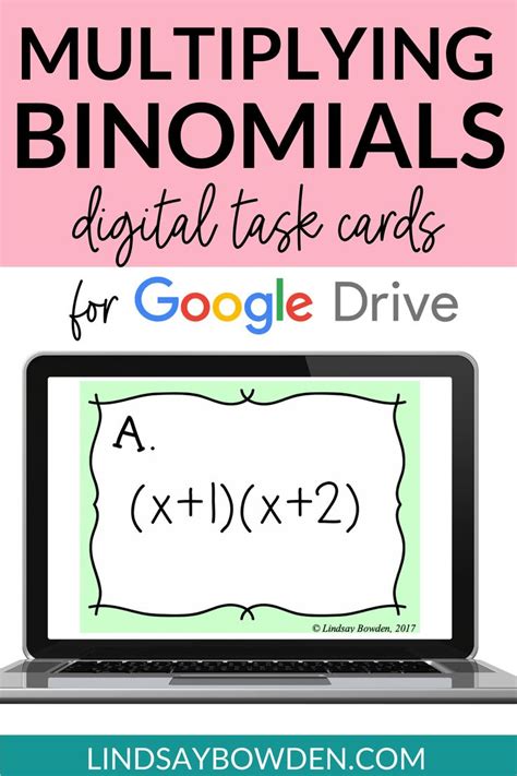 Multiplying Binomials Digital Task Cards Lindsay Bowden Task Cards