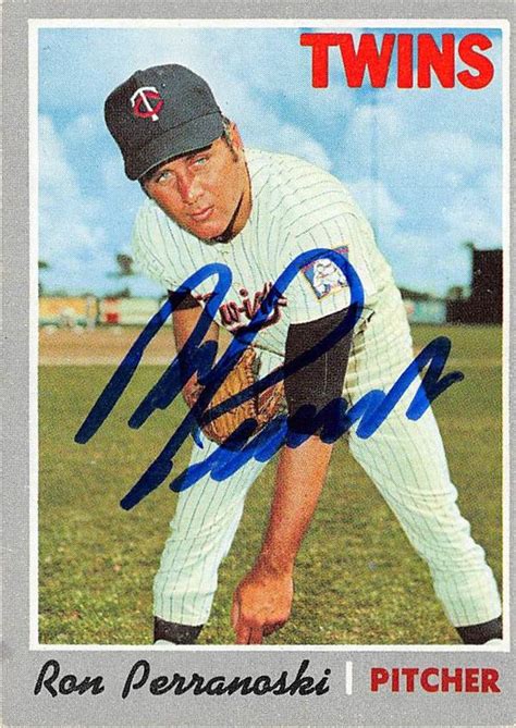 Ron Perranoski Autographed Baseball Card Minnesota Twins 1970 Topps 226