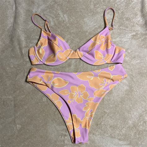 Shop Aurelle Hibiscus Bikini Only Worn A Few Times Depop