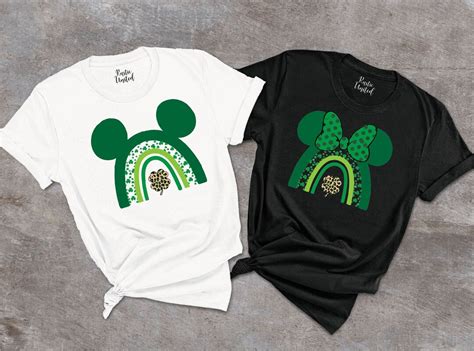 Mickey Minnie St Patricks Day Shirt Shamrock Leopard Rainbow St