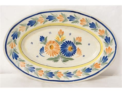 Plat Henriot Quimper Fa Ence Fleurs Antique French Xx Me Si Cle