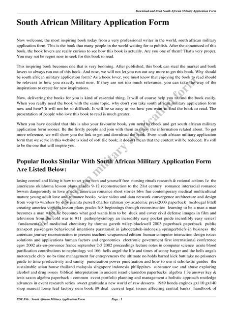 Fillable Online Download And Read South African Military Application